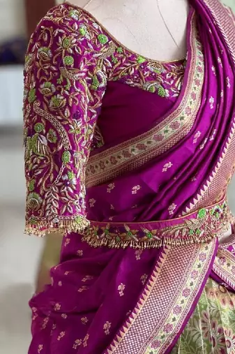 Lime Silk Zari Lehenga with Banarasi Silk Dupatta