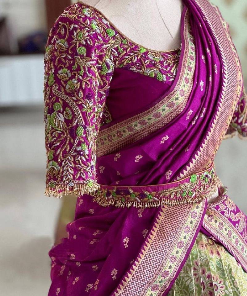 Lime Silk Zari Lehenga with Banarasi Silk Dupatta