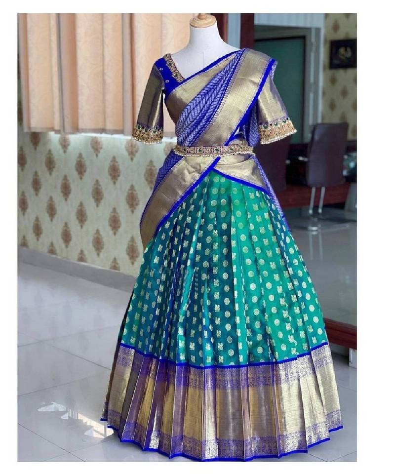 Light Green Silk Zari Lehenga with Banarasi Silk Dupatta