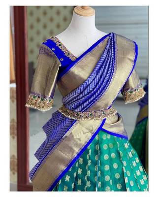 Light Green Silk Zari Lehenga with Banarasi Silk Dupatta 2