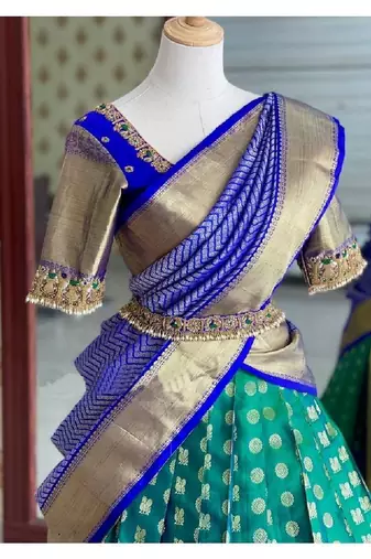 Light Green Silk Zari Lehenga with Banarasi Silk Dupatta