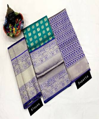 Light Green Silk Zari Lehenga with Banarasi Silk Dupatta 3