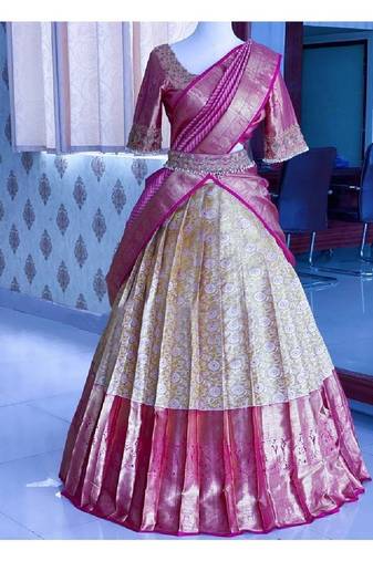 Cream White Silk Zari Lehenga with Banarasi Silk Dupatta