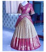 Cream White Silk Zari Lehenga with Banarasi Silk Dupatta