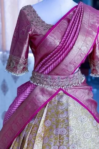 Cream White Silk Zari Lehenga with Banarasi Silk Dupatta