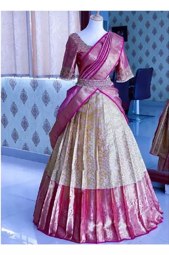Cream White Silk Zari Lehenga with Banarasi Silk Dupatta