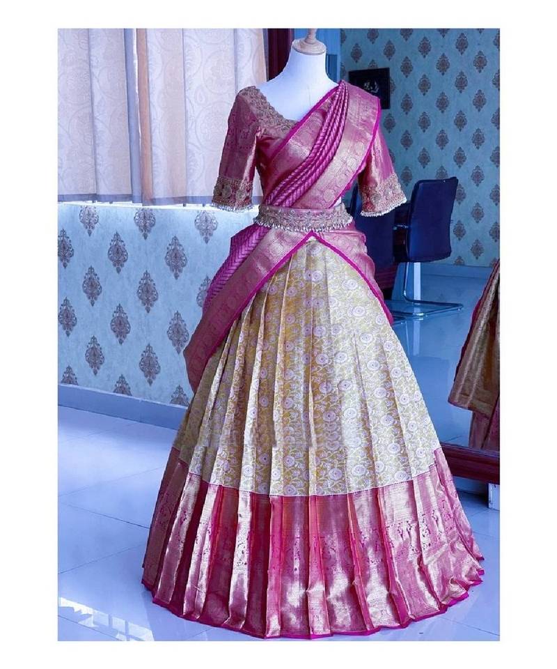 Cream White Silk Zari Lehenga with Banarasi Silk Dupatta