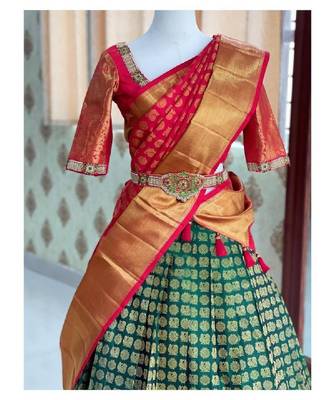 Green Silk Zari Lehenga with Banarasi Silk Dupatta 1