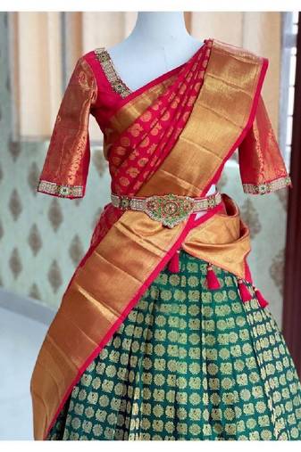 Green Silk Zari Lehenga with Banarasi Silk Dupatta