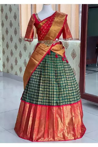 Green Silk Zari Lehenga with Banarasi Silk Dupatta