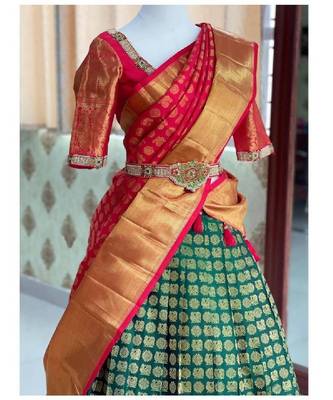 Green Silk Zari Lehenga with Banarasi Silk Dupatta 3