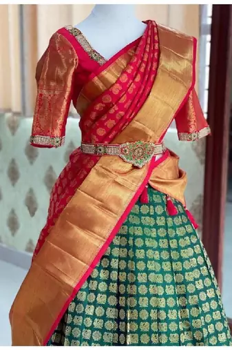 Green Silk Zari Lehenga with Banarasi Silk Dupatta