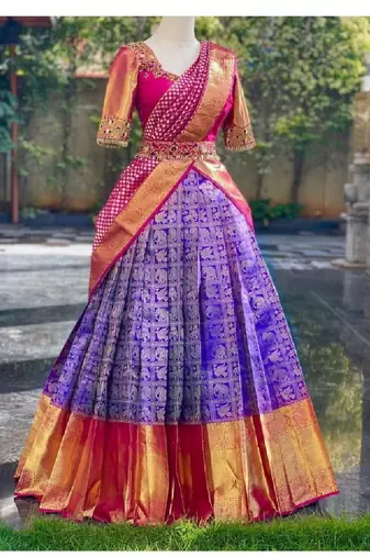 Purple Silk Zari Lehenga with Banarasi Silk Dupatta
