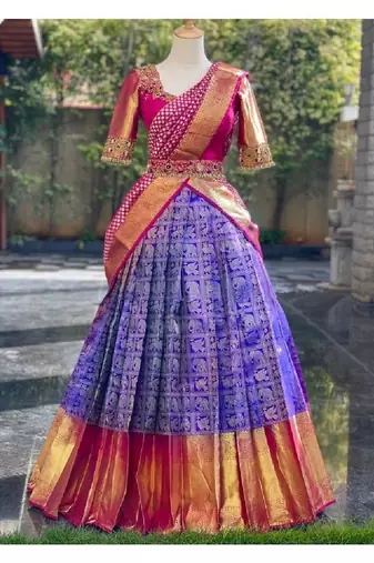 Purple Silk Zari Lehenga with Banarasi Silk Dupatta