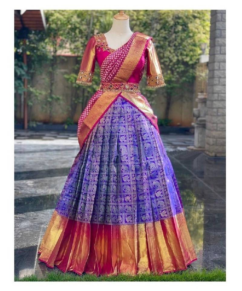 Purple Silk Zari Lehenga with Banarasi Silk Dupatta