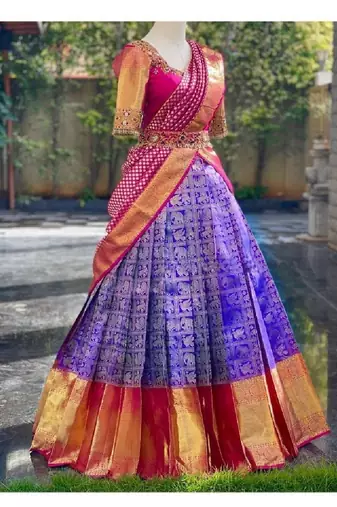 Purple Silk Zari Lehenga with Banarasi Silk Dupatta