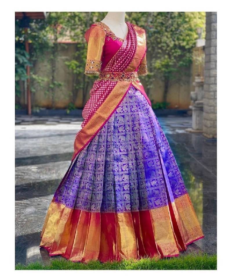 Purple Silk Zari Lehenga with Banarasi Silk Dupatta