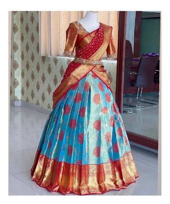 Blue Silk Zari Lehenga with Banarasi Silk Dupatta 1