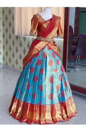 Blue Silk Zari Lehenga with Banarasi Silk Dupatta