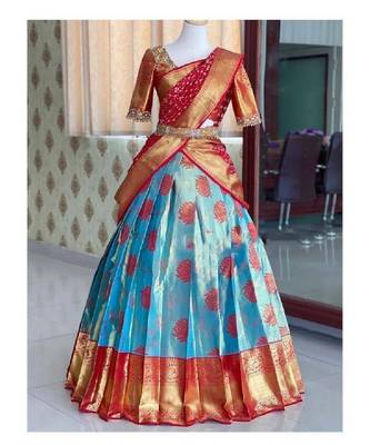 Blue Silk Zari Lehenga with Banarasi Silk Dupatta 2