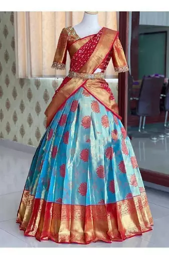 Blue Silk Zari Lehenga with Banarasi Silk Dupatta