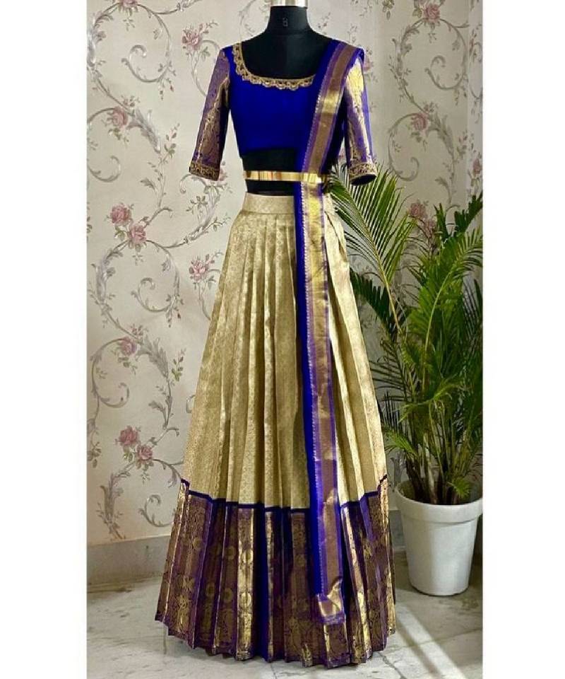 Cream Silk Zari Lehenga with Banarasi Silk Dupatta