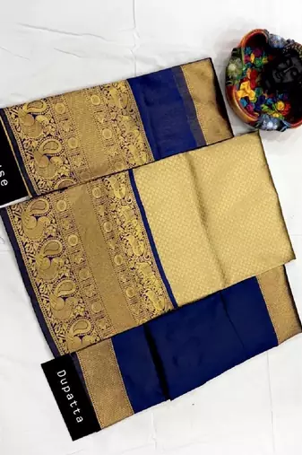 Cream Silk Zari Lehenga with Banarasi Silk Dupatta