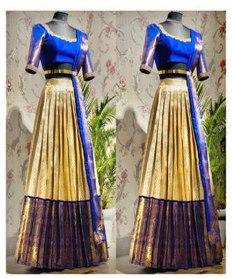 Cream Silk Zari Lehenga with Banarasi Silk Dupatta 3