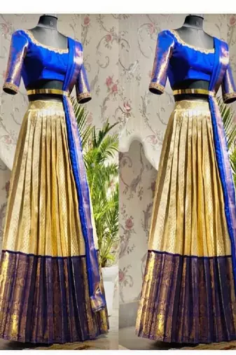 Cream Silk Zari Lehenga with Banarasi Silk Dupatta