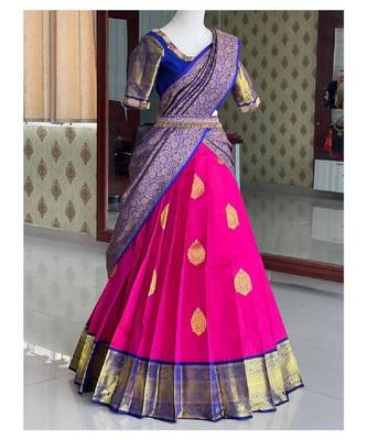 Rani Pink Silk Zari Lehenga with Banarasi Silk Dupatta 1