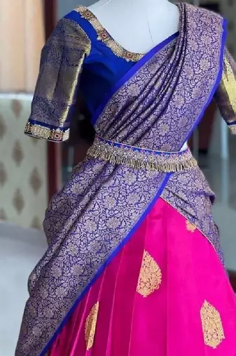 Rani Pink Silk Zari Lehenga with Banarasi Silk Dupatta