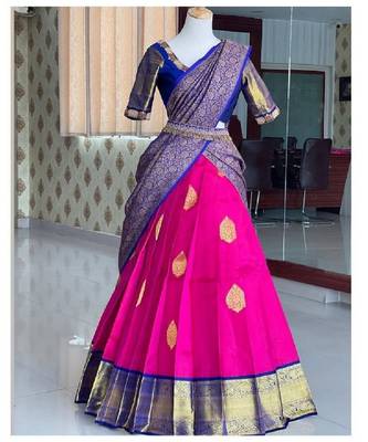 Rani Pink Silk Zari Lehenga with Banarasi Silk Dupatta 3