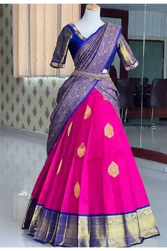 Rani Pink Silk Zari Lehenga with Banarasi Silk Dupatta