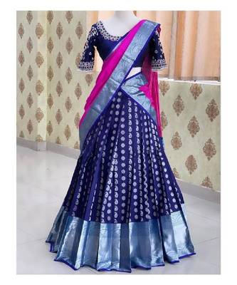 Royal Blue Silk Zari Lehenga with Banarasi Silk Dupatta 1