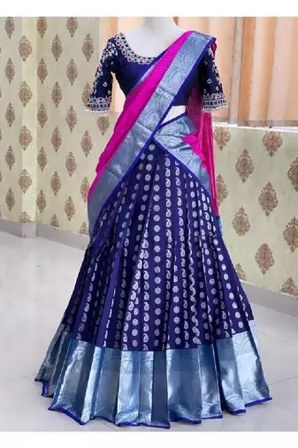 Royal Blue Silk Zari Lehenga with Banarasi Silk Dupatta