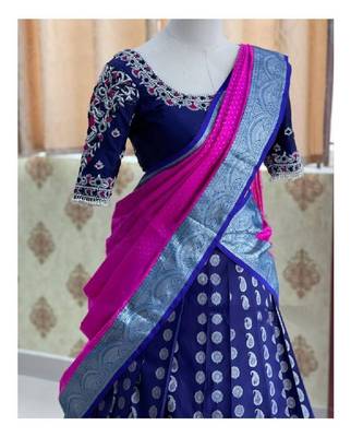 Royal Blue Silk Zari Lehenga with Banarasi Silk Dupatta 2