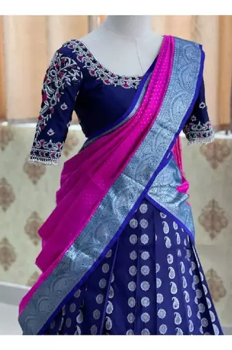 Royal Blue Silk Zari Lehenga with Banarasi Silk Dupatta