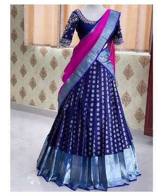 Royal Blue Silk Zari Lehenga with Banarasi Silk Dupatta 3