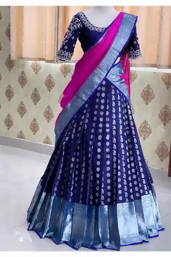 Royal Blue Silk Zari Lehenga with Banarasi Silk Dupatta