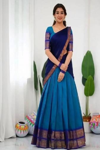 Blue Silk Zari Lehenga with Banarasi Silk Dupatta