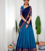 Blue Silk Zari Lehenga with Banarasi Silk Dupatta