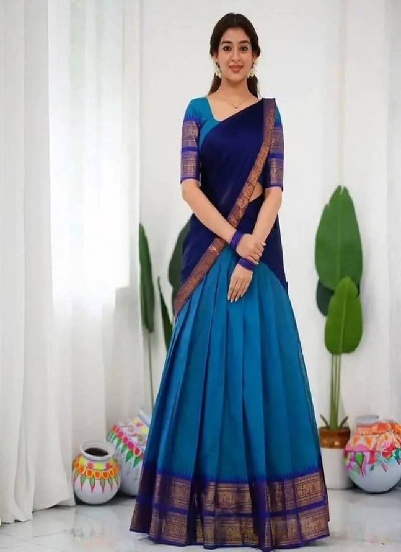 Blue Silk Zari Lehenga with Banarasi Silk Dupatta