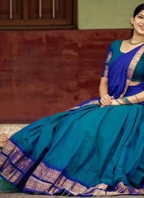 Blue Silk Zari Lehenga with Banarasi Silk Dupatta 3