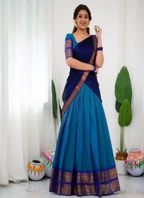 Blue Silk Zari Lehenga with Banarasi Silk Dupatta 4