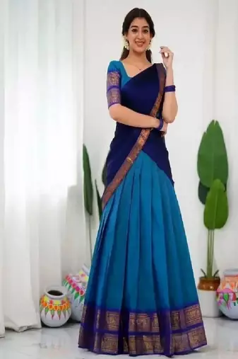 Blue Silk Zari Lehenga with Banarasi Silk Dupatta