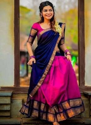 Rani Pink Silk Zari Lehenga with Banarasi Silk Dupatta 1