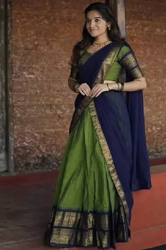 Green Silk Zari Lehenga with Banarasi Silk Dupatta