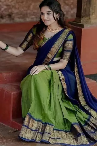 Green Silk Zari Lehenga with Banarasi Silk Dupatta