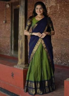 Green Silk Zari Lehenga with Banarasi Silk Dupatta 3