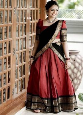 Marron Silk Zari Lehenga with Banarasi Silk Dupatta 1